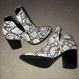 Black and white snakeskin boots - never worn